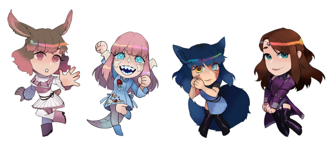 4 of my ffxiv charas! art by @jinglestan!